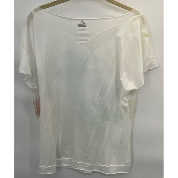 Nike Women's Active V-Neck Graphic Tee White/Green/Blue Size L - Picture 2 of 6